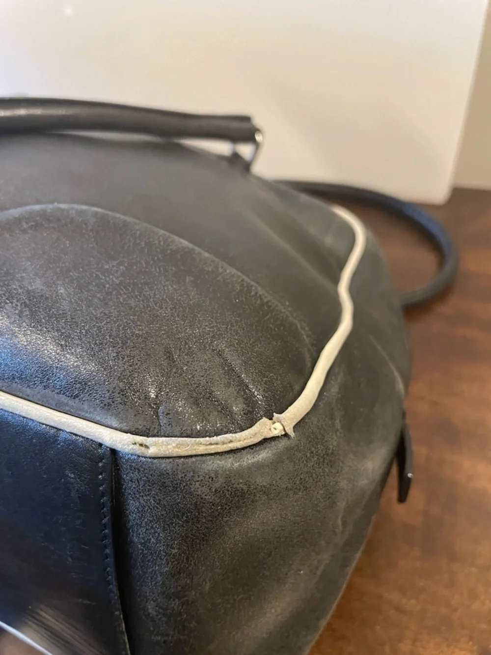 Prada Black Women's Tote Bag with Cream Trim